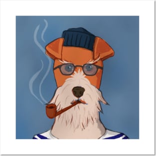 Pipe smoking sailor terrier Posters and Art